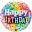 Folienballon rund Happy Birthday mit Konfettiaufdruck